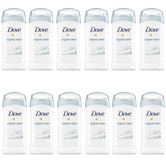Pack of (12) Dove Anti-Perspirant Deodorant, Invisible Solid, Original Clean, 2.6 oz