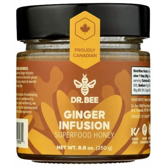 (Pack of 12) Dr. Bee Honey Ginger Infused 8.8 oz