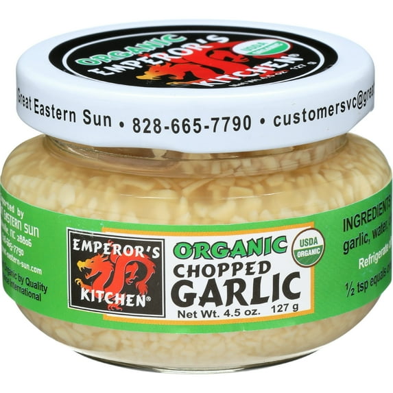 Pack of 12, Emperors Kitchen Organic Chopped Garlic, 4.5 oz