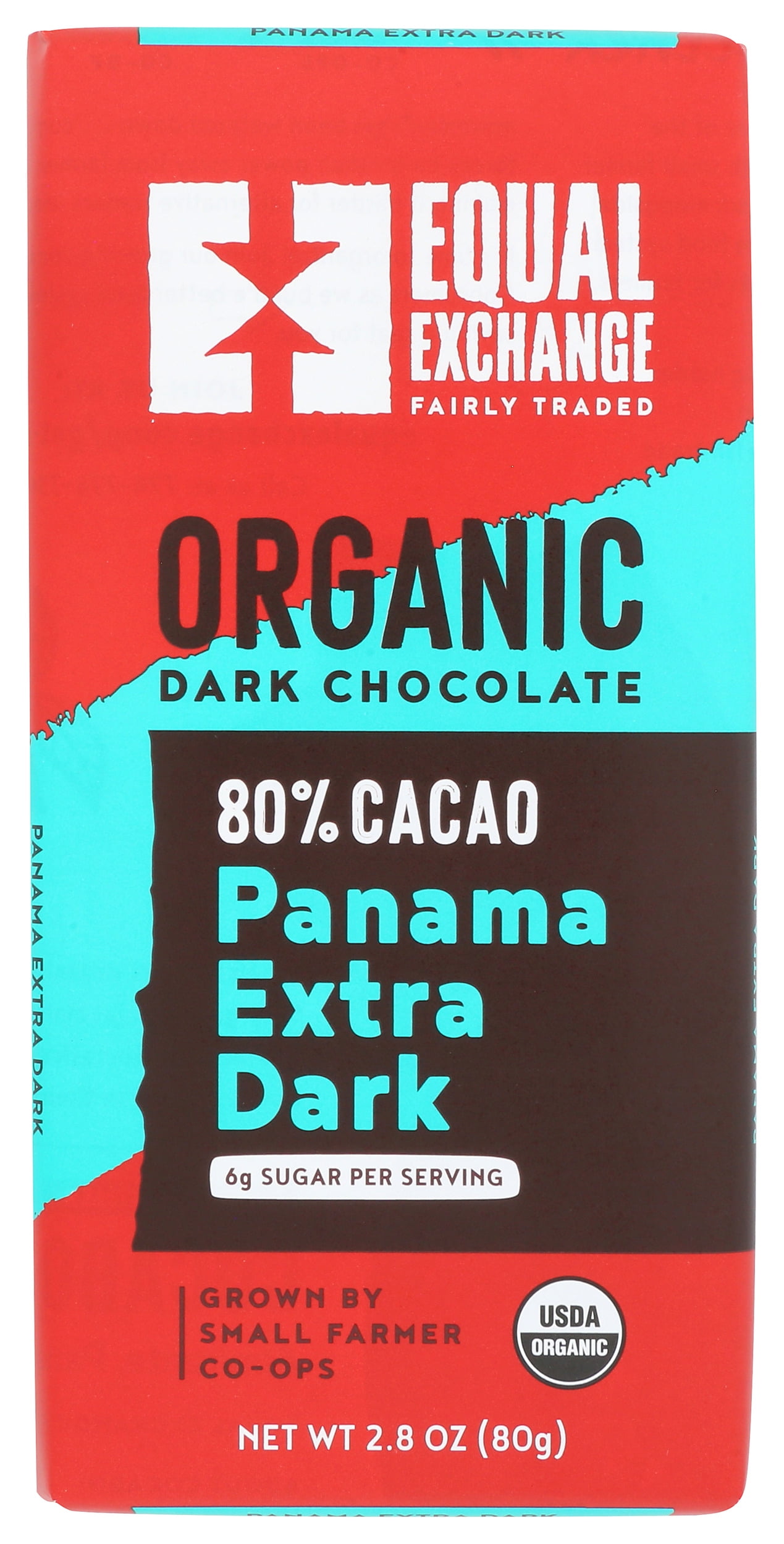 Pack of 12, Equal Exchange 80% Cacao Organic Panama Extra Dark Chocolate, 2.8 oz