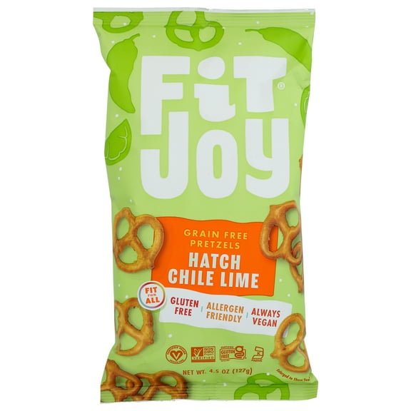 (Pack of 12), FitJoy Vegan Grain-Free Pretzel Twists, Hatch Chile Lime, 4.5 oz