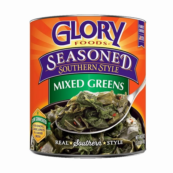Pack of 12, Glory Foods Seasoned Mixed Greens, 27 oz