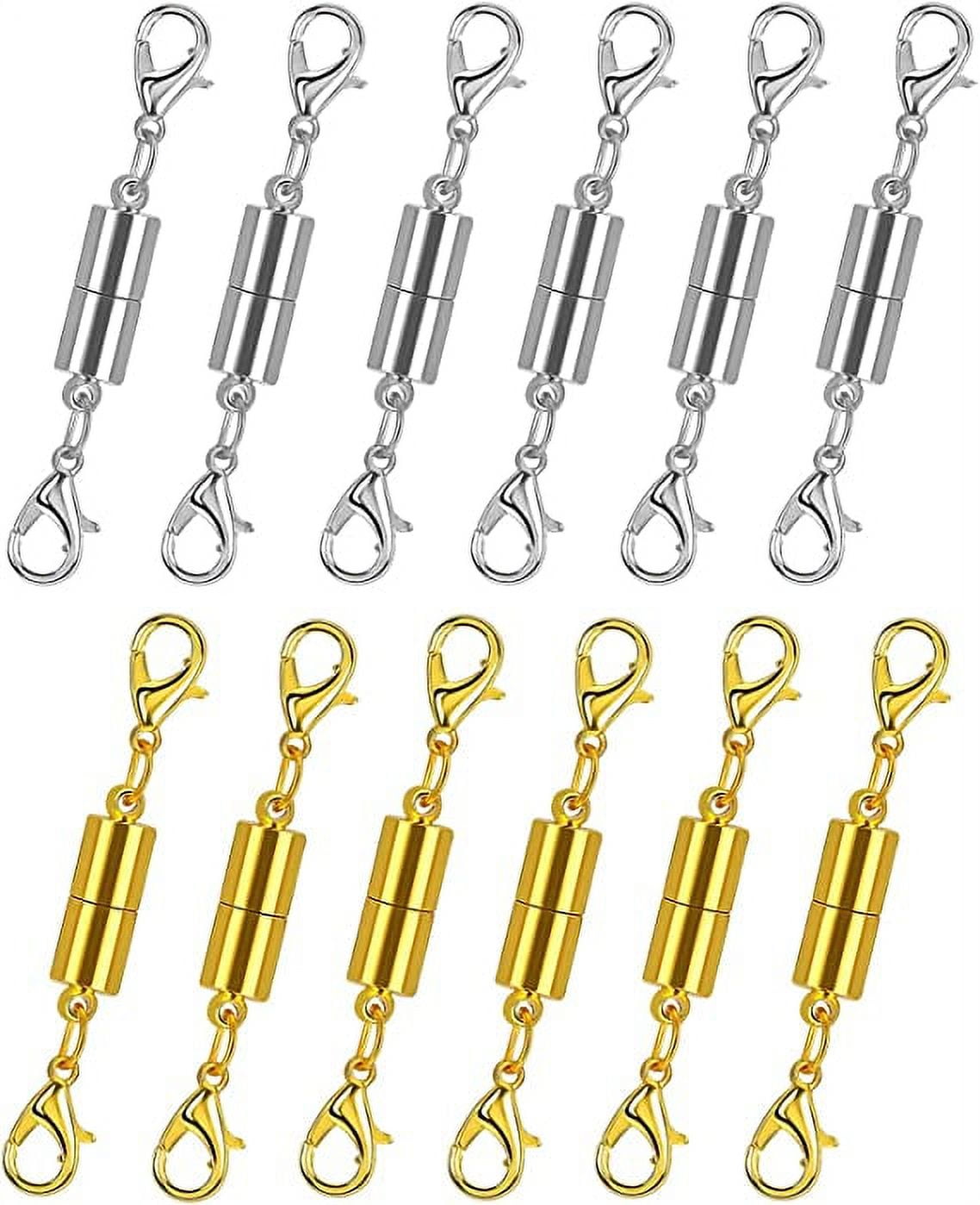 Tegg Popular 10 Pcs Silver Plated Magic Magnetic Clever Clasp Built-in  Safety Magnetic Lock with Lobster Clasp for Jewelry Making DIY Necklace