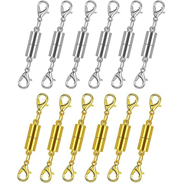 12 Pack Magnetic Clasp Converter Double Lobster Magnetic Jewelry Clasps For  Necklace Bracelet Clasps, 6 Gold + 6 Silver 6mm