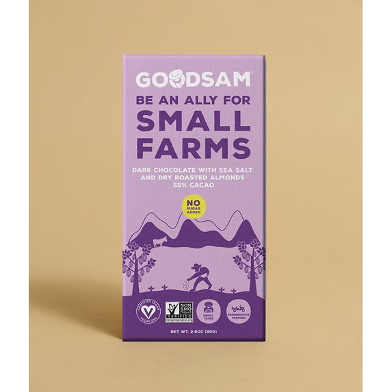 (Pack of 12), Goodsam Dark Chocolate Sea Salt & Almond Bar, 2.8 oz