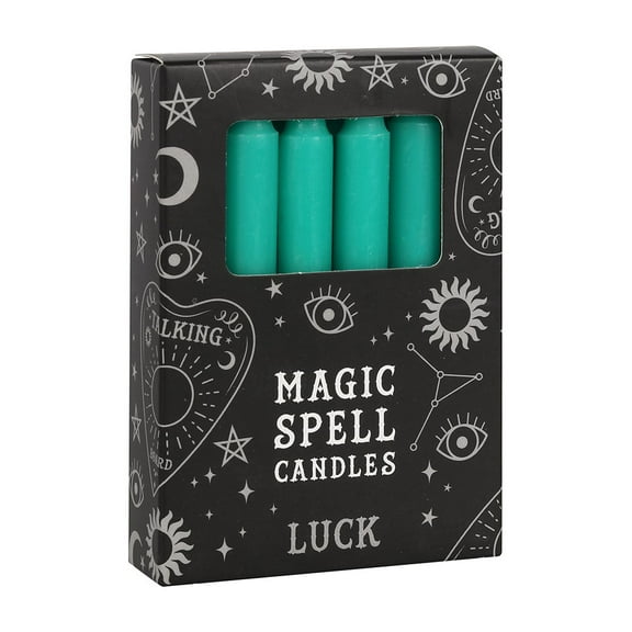 Pack of 12 Green Luck Magic Spells 4" Candles