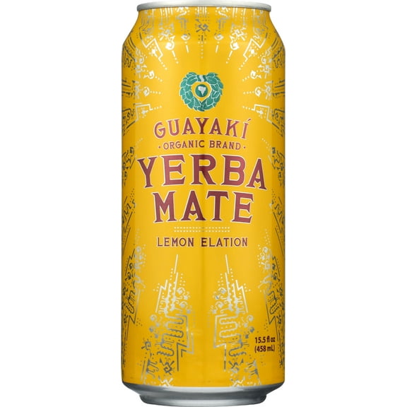 Pack of 12, Guayaki Lemon Elation Organic Yerba Mate, 15.5 fl oz