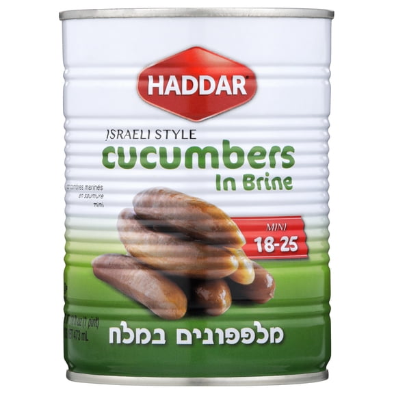 (Pack of 12), Haddar Israeli Style Cucumbers in Brine, 19 oz