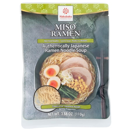 (Pack of 12), Hakubaku Ramen Miso Noodles, 3.88 oz