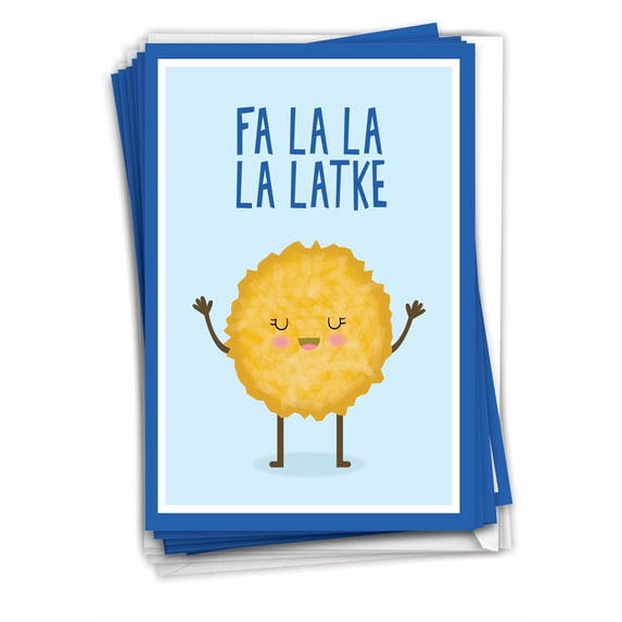 Pack of 12 Hanukkah Greeting Cards (1 Design, 12 Cards) - Holiday Miracles Latke Chanukah C9553EHKG-B12x1