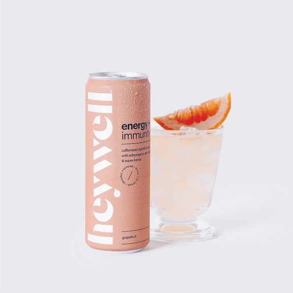 (Pack of 12), Heywell Sparkling Beverage Energy + Immunity, Grapefruit, 12 fl oz