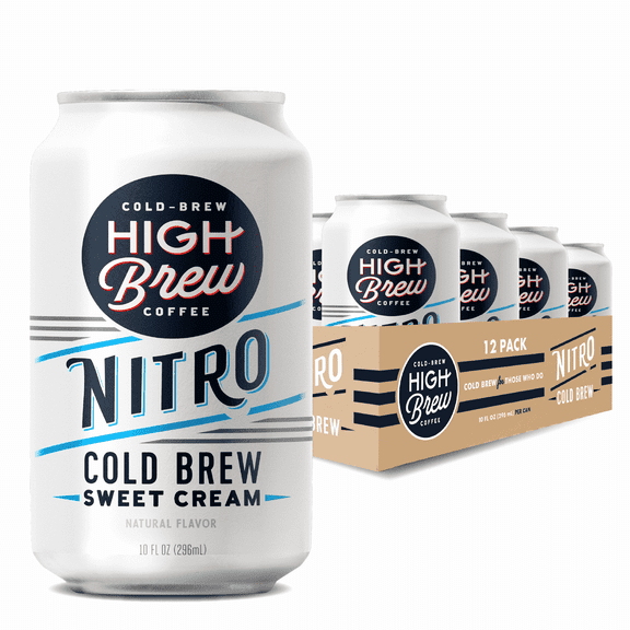 High Brew Coffee, Nitro Sweet Cream Cold Brew, 10 fl oz Cans (12 Pack)