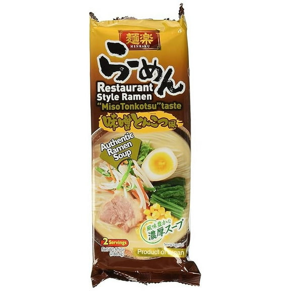 (Pack of 12), Hikari Menraku Tonkotsu Ramen Noodles, Miso, 6.5 oz