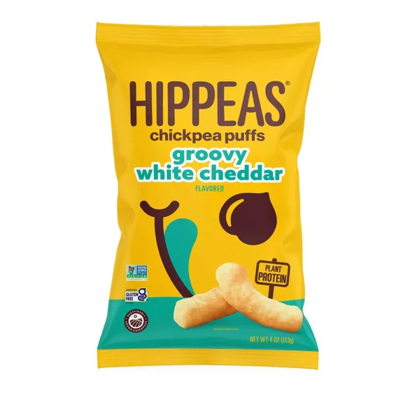 Pack of 12, Hippeas Groovy White Cheddar Chickpea Puffs, 4 oz