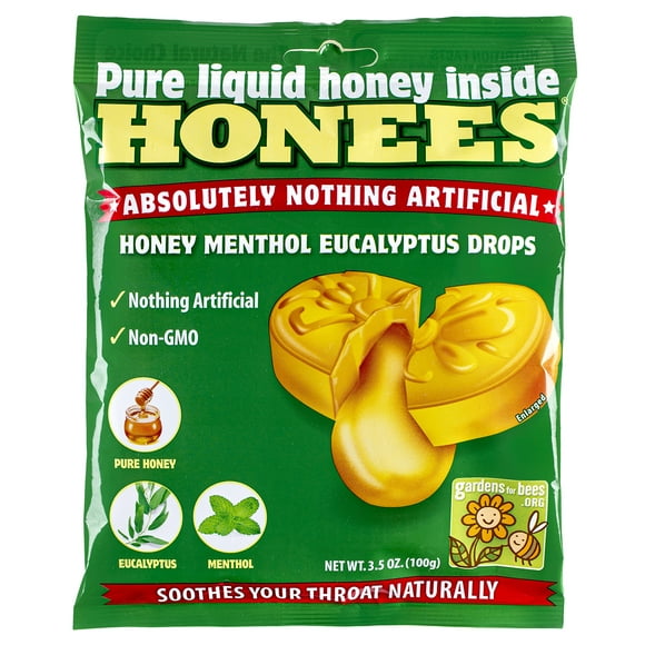(Pack of 12) Honees Honey Menthol Eucalytpus Drops, 3.5 oz