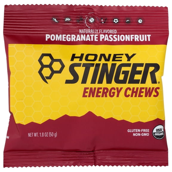 Pack of 12, Honey Stinger Pomegranate Passionfruit Energy Chews, 1.8 oz