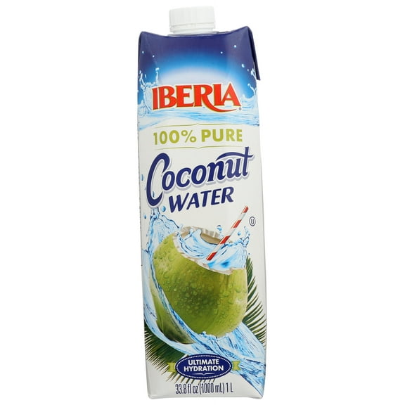 Pack of 12, Iberia 100% Pure Coconut Water, 1 lt