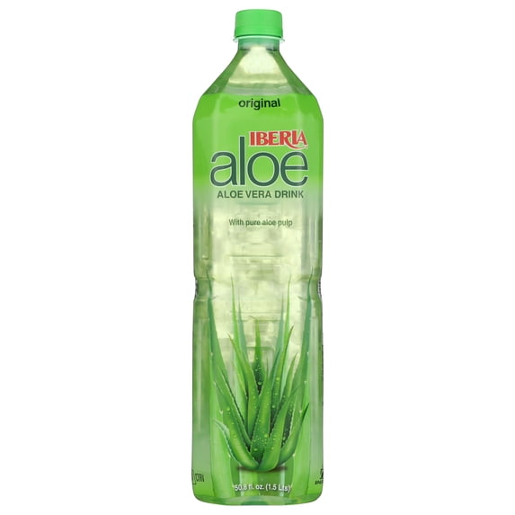 Pack of 12, Iberia Aloe Vera Drink with Pure Aloe Pulp, 1.5 lt