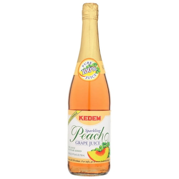 Pack of 12, Kedem Sparkling Peach Grape Juice, 25.4 fl oz