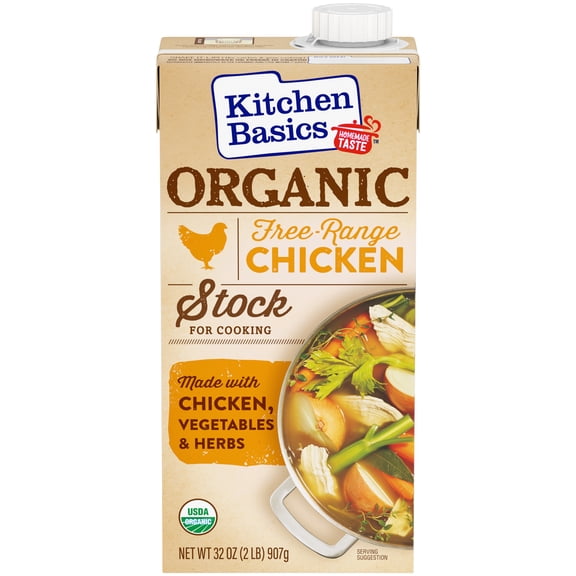 Pack of 12, Kitchen Basics Organic Free Range Chicken Stock, 32 oz