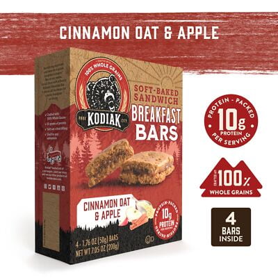 (Pack of 12) Kodiak Bar Breakfast Cinnamon Oat Apple 7.05 Oz