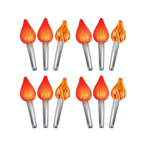 Pack of 12 LED Illuminated Torch Props Halloween Party Decorations with Realistic Flame Effect Stage Decorative Props