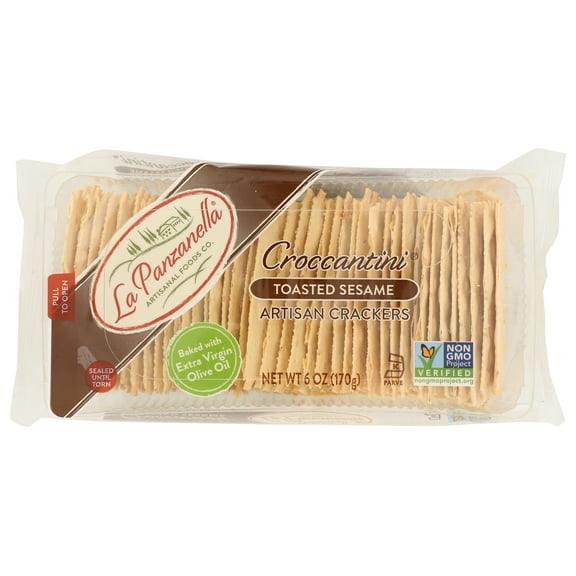 Pack of 12, La Panzanella Toasted Sesame Artisan Crackers, 6 oz