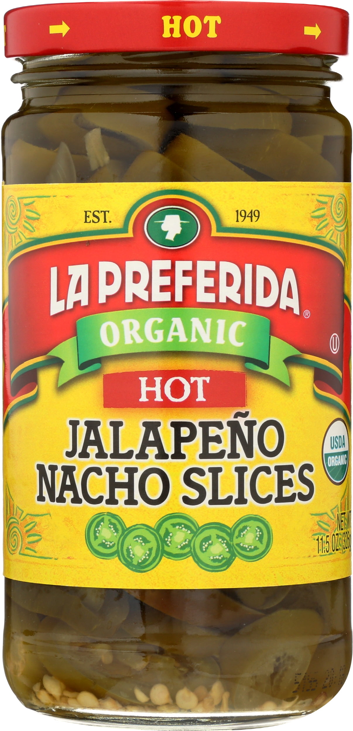 Pack of 12, La Preferida Organic Hot Jalapeno Slices, 11.5 oz