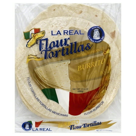Pack of 12, La Real 10" Burrito Flour Tortillas, 20 oz