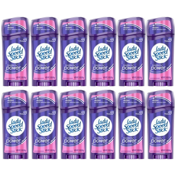 Pack of (12) Lady Speed Stick Invisible Dry Power Antiperspirant Deodorant, Wild Freesia, 2.3 Oz (Exp Date :-09-30-2025)