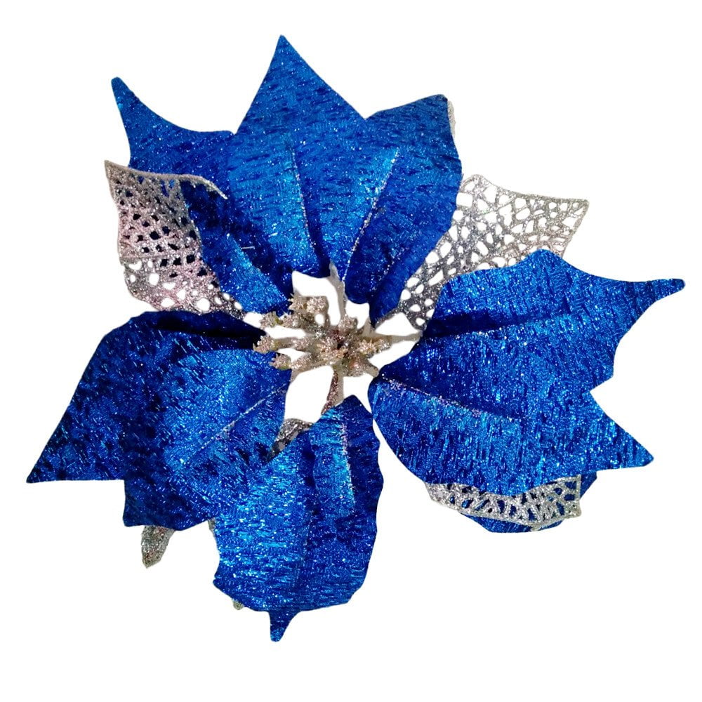 Pack of 12 Large Glitter Poinsettia Christmas Tree Ornaments Wedding