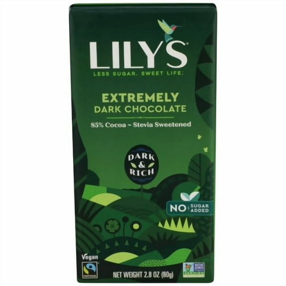 (Pack of 12) Lily's Sweets Chocolate Bar Extra Dark 85% 2.8 oz