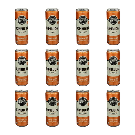 (Pack of 12) Liquid Remedy Organic Orange Splash Kombucha 12 Fl Oz