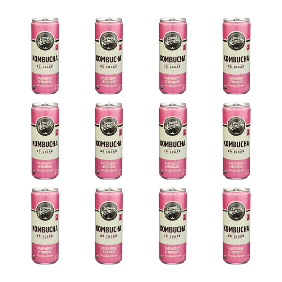 (Pack of 12) Liquid Remedy Organic Raspberry Lemon Kombucha Beverage 12 Fl Oz