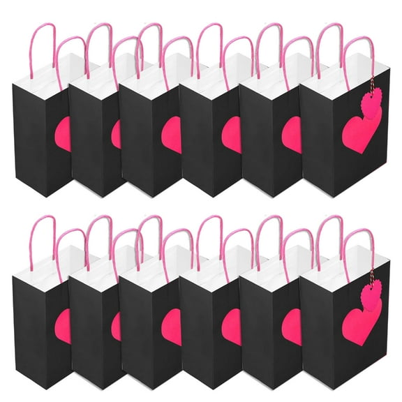 Pack of 12 Lovely Heart Gift Bags Stylish Heart Gift Bags Present Packaging Bag For Memorable Gift Wrapping
