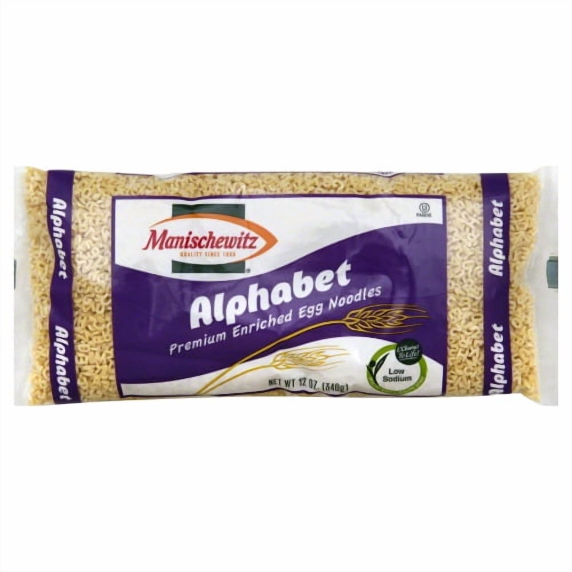 Pack of 12 Manischewitz Egg Noodles Alphabet Bag 12 oz
