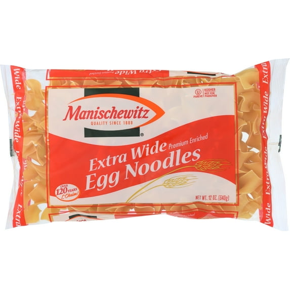 Pack of 12, Manischewitz Extra Wide Egg Noodles, 12 oz