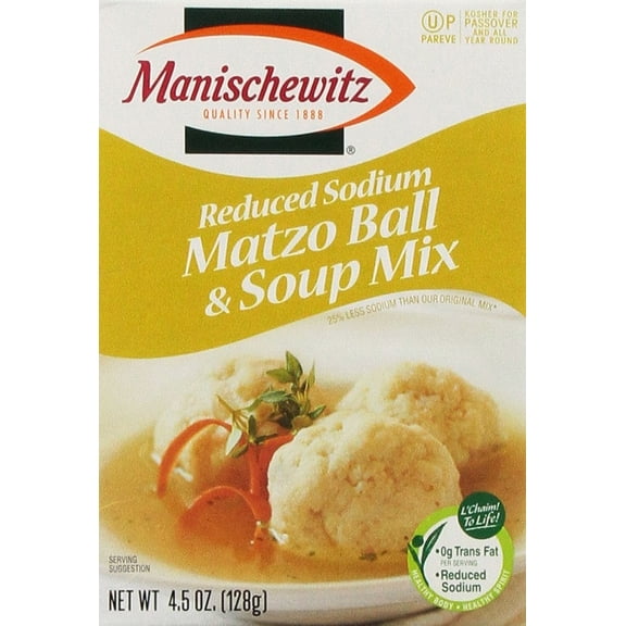Pack of 12, Manischewitz Reduced Sodium Matzo Ball & Soup Mix, 4.5 oz