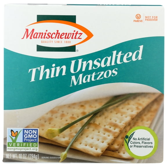 Pack of 12, Manischewitz Thin Unsalted Matzo, 10 oz