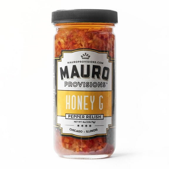 Pack of 12 Mauro Provisions Relish Honey Garlic Pepper 8 oz