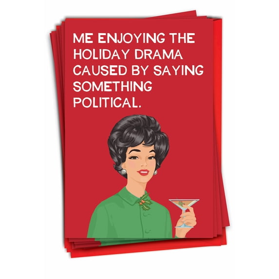 Pack of 12 Merry Christmas Cards Funny (1 Design, 12 Cards) - Holiday Drama C9530XSG-B12x1