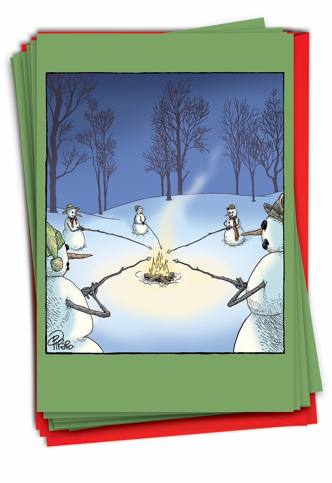 Pack of 12 Merry Christmas Cards Funny (1 Design, 12 Cards) - Snowman ...