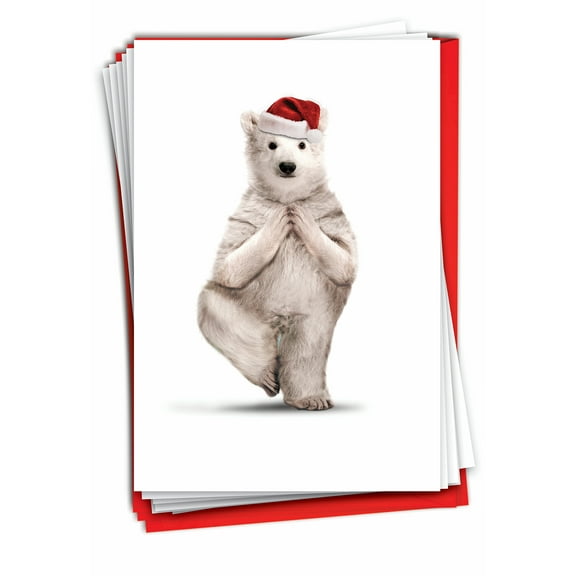 Pack of 12 Merry Christmas Greeting Cards (1 Design, 12 Cards) - Yuletide Zoo Yoga B6547JXSG