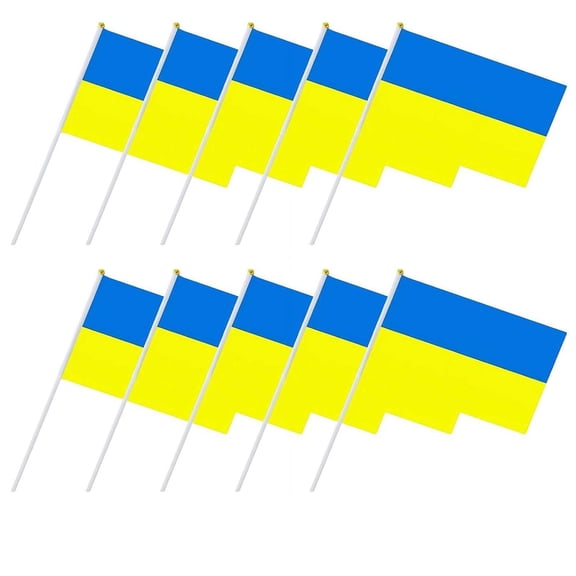 Pack of 12 Mini Ukraine Handheld Flags 5x8 Inch Small Ukrainian Flags with Sticks for Parades, Celebrations, and Events