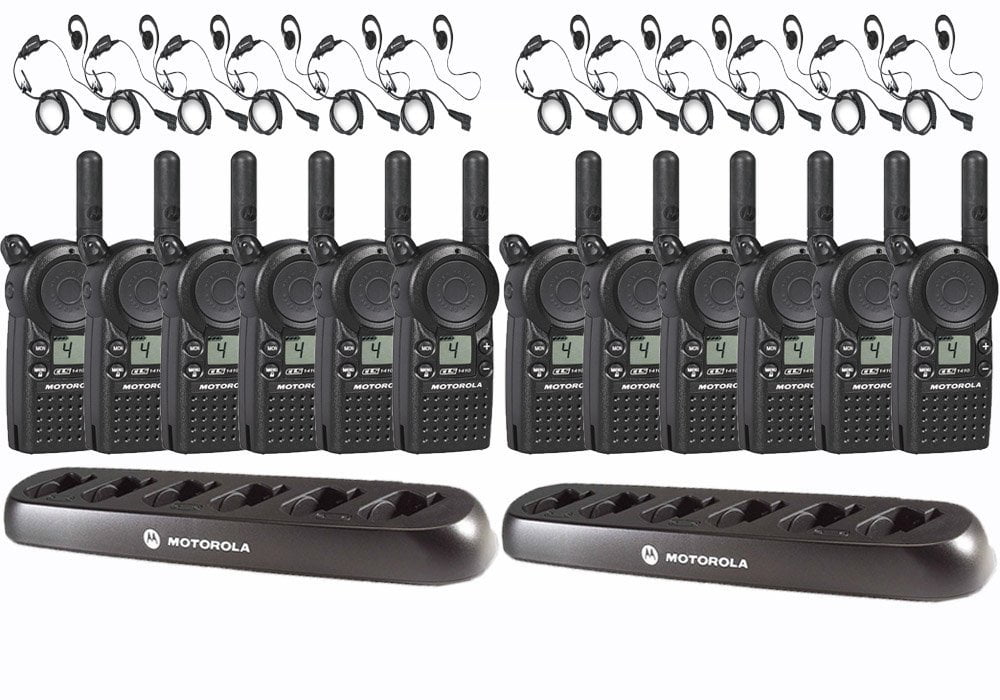 Pack of 12 Motorola CLS1410, 12 HKLN4604, and 2 56531 Multi-Chargers