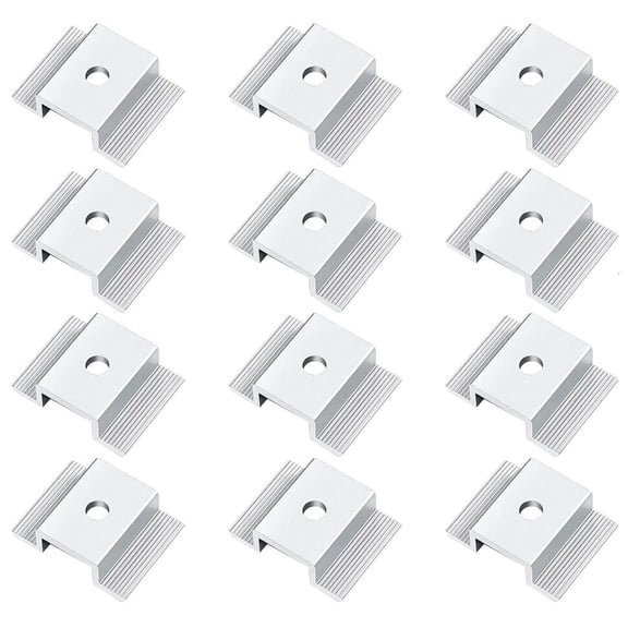 Pack of 12 Multipurpose Solar Panel Clamps Aluminum Mounting Brackets Accessory for Secure Roof Systems Setups