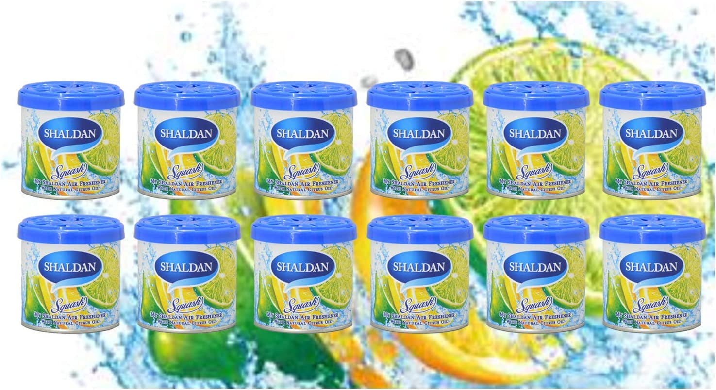 Pack of 12 My Shaldan Japanese Car Cup-Holder Natural Air Freshener Cans (Squash Scented)