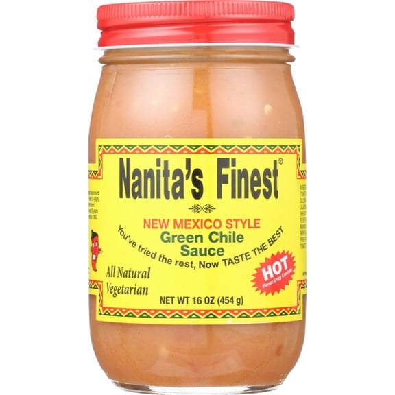 Pack of 12 Nanita's Finest Hot Green Chile Sauce 16 oz