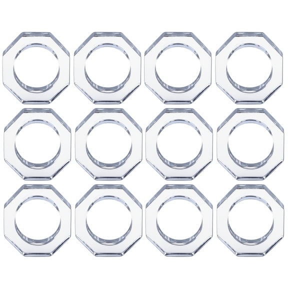 Set of 12 Handcrafted Napkin Rings - Acrylic Round Napkin Holders for Dining Table Décor (Clear)
