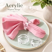 Set of 12 Handcrafted Napkin Rings - Acrylic Round Napkin Holders for Dining Table D cor Clear 2